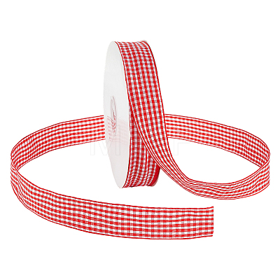 Polyester Tartan Ribbon OCOR-WH0082-574D-01-1