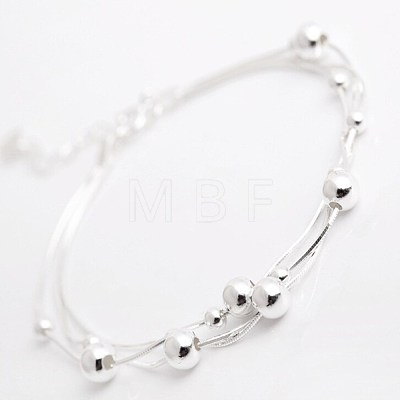 Round Beads Multi-strand Anklet for Girl Women AJEW-BB44865-A-1