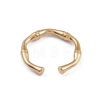 Ion Plating(IP) 304 Stainless Steel Bamboo Joint Open Cuff Rings for Women RJEW-G285-09G-1
