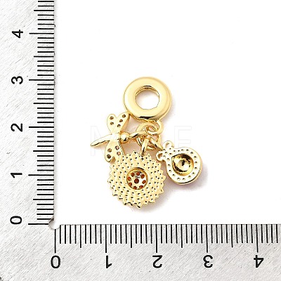 Brass Micro Pave Clear Cubic Zirconia European Dangle Charms KK-F904-06G-1