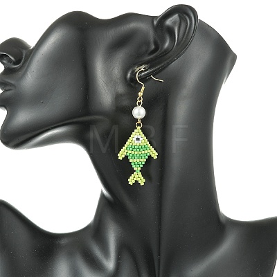 304 Stainless Steel with Glass Cylinder Seed Beads Dangle Earrings EJEW-MZ00815-1