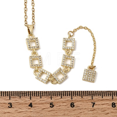 Brass Micro Pave Clear Cubic Zirconia Geometric Pendant Y Tassel Necklaces NJEW-P350-01C-G-1