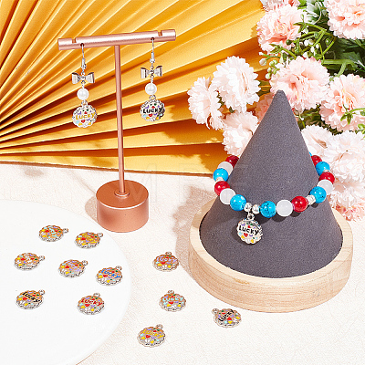50Pcs Alloy Enamel Pendants ENAM-SC0007-75-1