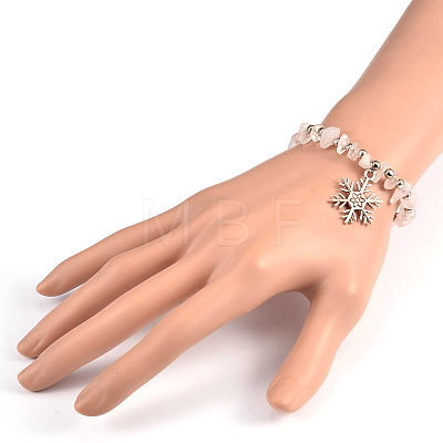 Natural Gemstone Beaded Stretch Kids Charm Bracelets BJEW-JB01827-1