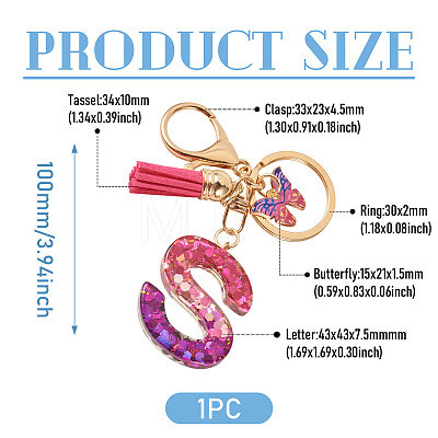 Alloy Resin Butterfly Keychains KEYC-TADJ0002-02G-S-1