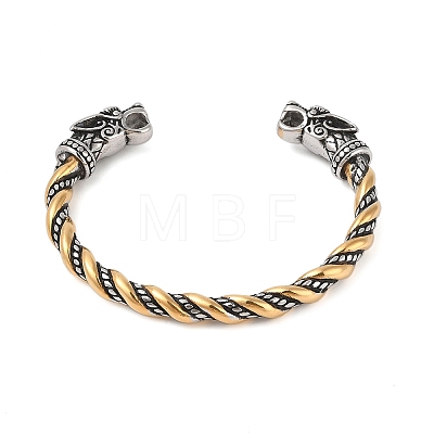 Ion Plating(IP) 304 Stainless Steel Viking Open Cuff Bangles for Men BJEW-U001-04B-G-1