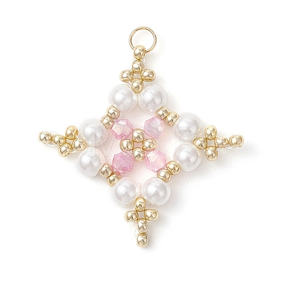 Glass Seed Beaded Star Pendants PALLOY-MZ01165-01-1