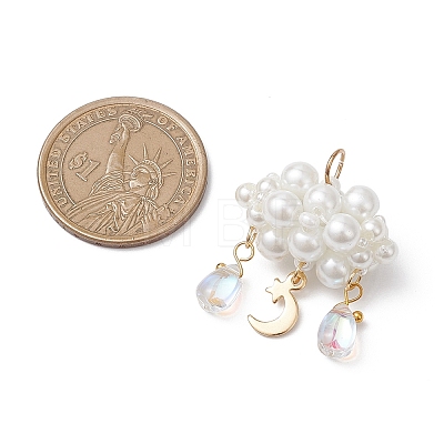 Pearlized Glass Pearl Beads Pendants PALLOY-MZ01101-03-1