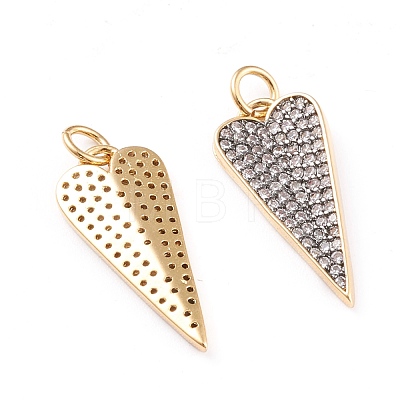 Brass Micro Pave Clear Cubic Zirconia Pendants ZIRC-I043-05G-1