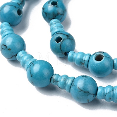 Synthetic Turquoise 3-Hole Guru Bead Strands G-K149-47-1
