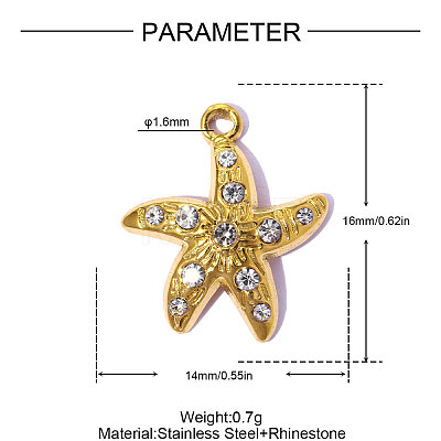 304 Stainless Steel Rhinestone Pendants STAS-OY015-46G-1