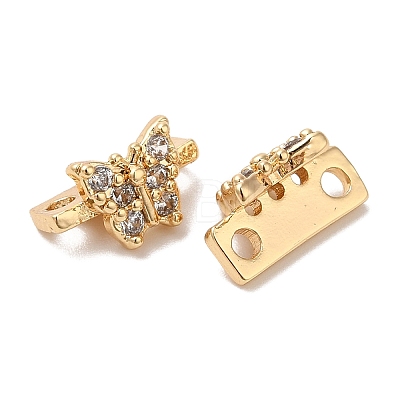 Brass Micro Pave Clear Cubic Zirconia Connector Charms KK-B074-03G-1