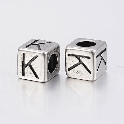 304 Stainless Steel Large Hole Letter European Beads STAS-H428-01AS-K-1