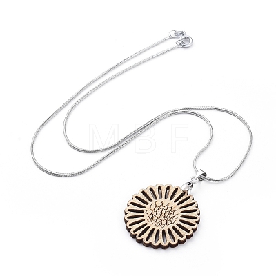 Undyed Wood Dangle Earrings & Pendant Necklaces Jewelry Sets SJEW-JS01057-1