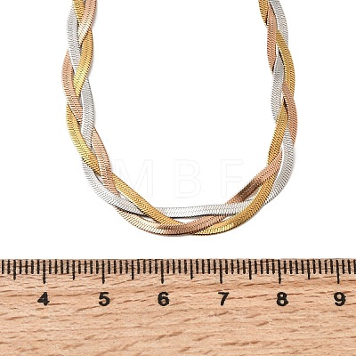 Unisex 304 Stainless Steel Braided Flat Snake Chain Necklaces NJEW-K305-12A-M-1