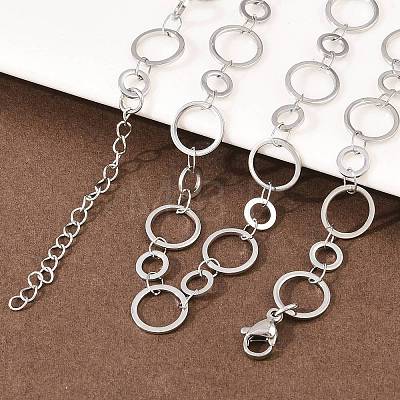 304 Stainless Steel 10MM and 14MM Ring Link Chain Necklaces NJEW-P343-02C-P-1