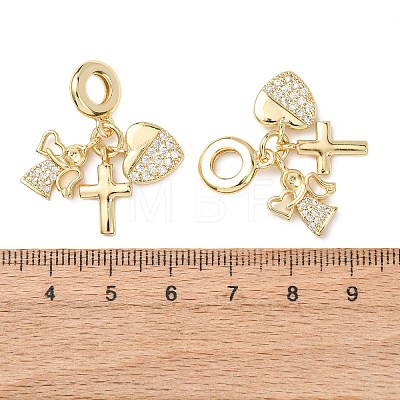 Ocean Brass Micro Pave Clear Cubic Zirconia European Dangle Charms KK-H278-03G-03-1