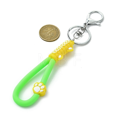 Cat Paw Print PVC & Iron Alloy Lobster Claw Clasp Keychain KEYC-JKC01104-03-1