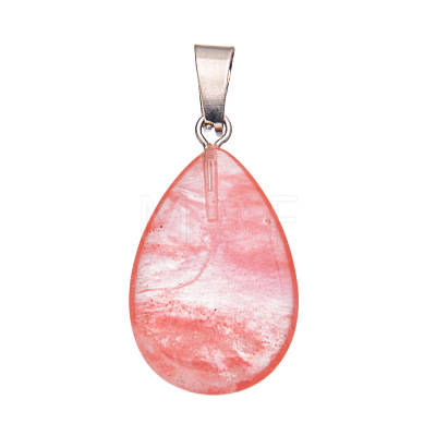 Cherry Quartz Glass Pendants PW-WGF34F4-04-1