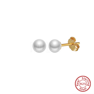 Round Natural Pearl Stud Earrings EJEW-G411-04B-G-1