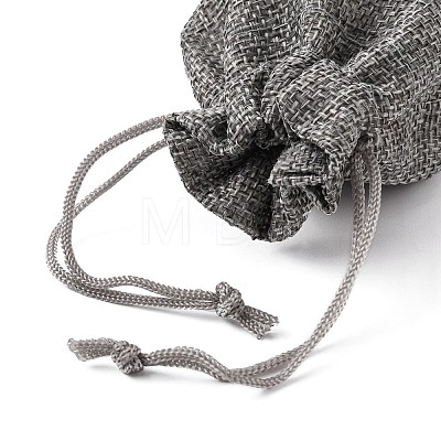 Polyester Imitation Burlap Packing Pouches Drawstring Bags X-ABAG-R005-9x12-04-1