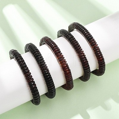 Natural Amber Beaded Stretch Bracelets for Women Men BJEW-D462-02B-1
