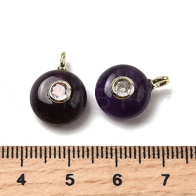 Natural Amethyst Flat Round Pendants G-H318-01G-A-05-1