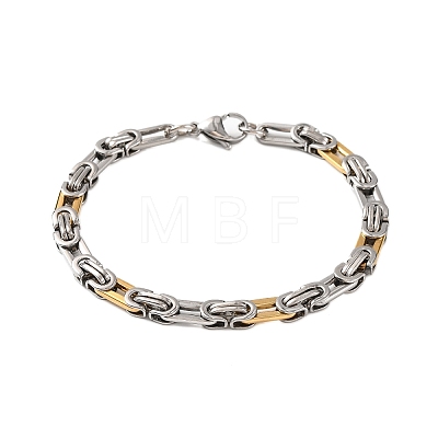 201 Stainless Steel Byzantine Chain Bracelets BJEW-B078-110GP-1