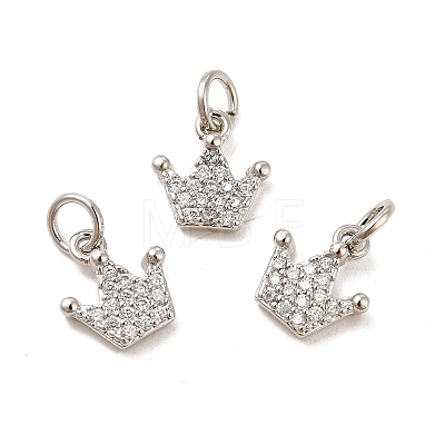 Rack Plating Brass Micro Pave Clear Cubic Zirconia Pendants KK-E081-14P-1