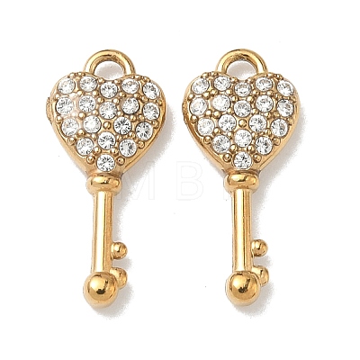 304 Stainless Steel Micro Pave Clear Cubic Zirconia Pendants STAS-K295-48A-G-1