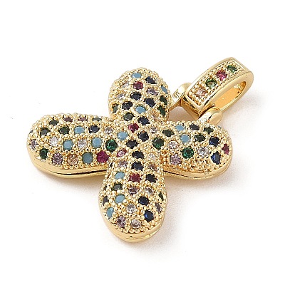 Brass Micro Pave Cubic Zirconia Pendants ZIRC-P121-01G-X-1