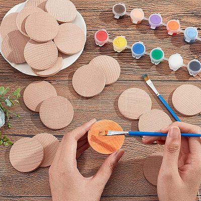 Beech Wooden Round Pieces WOOD-WH0119-05D-1