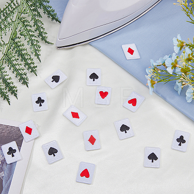 48Pcs 4 Style Playing Card Theme Polyester Embroidery Cloth Iron on/Sew on Patches PATC-FH0001-04-1