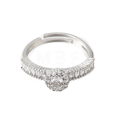 Brass Micro Pave Clear Cubic Zirconia Cuff Open Rings CU-CBA5C10-18P-1