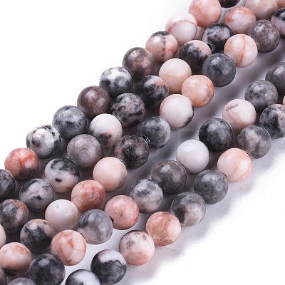 Natural Pink Zebra Jasper Beads Strands G-K410-04-6mm-1