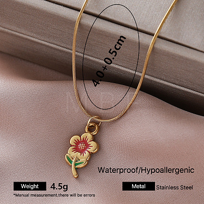 Vintage 304 Stainless Steel Enamel Pendant Necklaces for Women CT2063-2-1