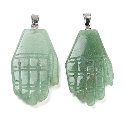 Natural Green Aventurine Carved Pendants G-K369-01P-04-1