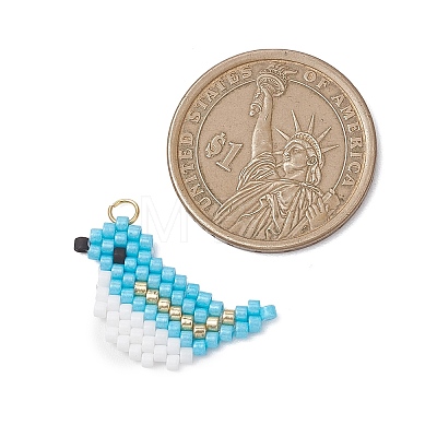 7Pcs Beaded Bird Charms PALLOY-MZ01172-1