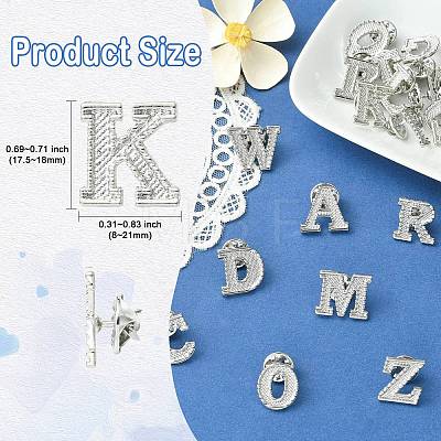 26Pcs Letter A~Z Alloy Lapel Pin Backs JEWB-CJZ0001-03P-1