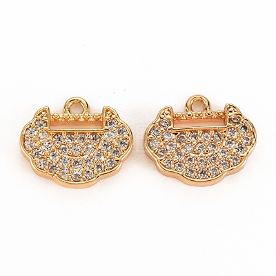 Brass Micro Pave Clear Cubic Zirconia Charms KK-S360-139-NF-1