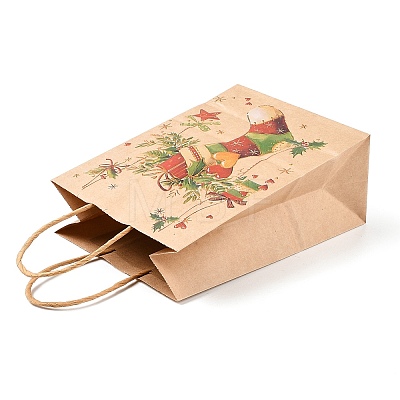 Christmas Theme Printed Kraft Paper Bags with Handles ABAG-M008-08B-1