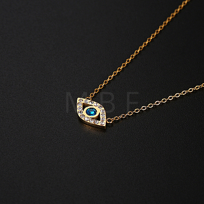 Cubic Zirconia Evil Eye Pendant Necklace with Stainless Steel Chains QE8038-1-1