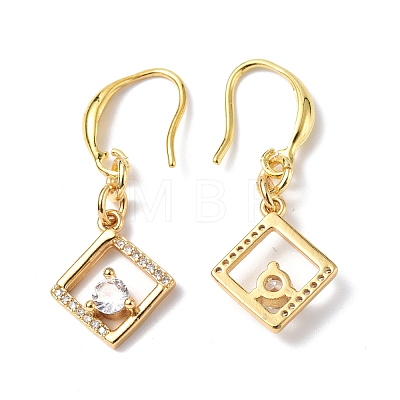 Clear Cubic Zirconia Rhombus Dangle Earrings EJEW-B017-14G-1