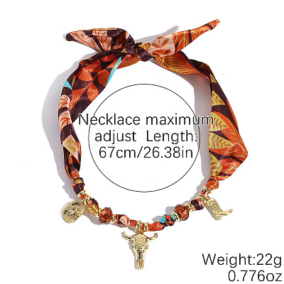 Cowboy Alloy Enamel & Plastic Cattle Boot Pendant Scarf Necklaces for Women WG77745-03-1