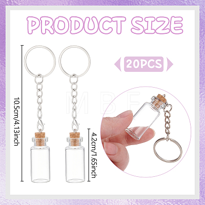 20Pcs Glass Bottle Keychain KEYC-UN00025-1