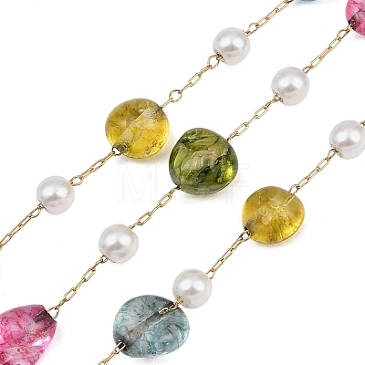 Glass Nuggets & 316 Stainless Steel Handmade Link Chains CHS-K021-14G-13-1