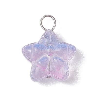 Star Gradient Color Baking Paint Transparent Glass Pendants PALLOY-JF03263-02-1