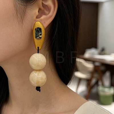 Wood & Glass Stud Earrings for Women WG46741-01-1