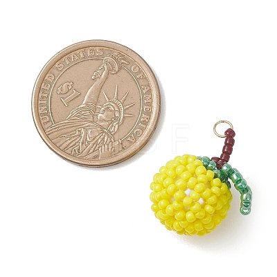 Glass Seed Beaded Orange Pendants PALLOY-MZ01134-01-1