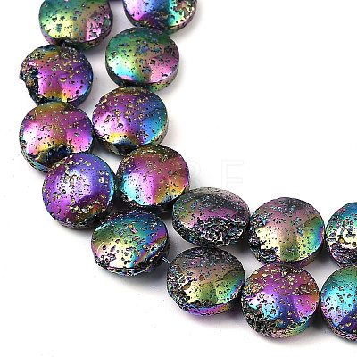 Electroplated Natural Lava Rock Beads Strands G-K388-01E-1